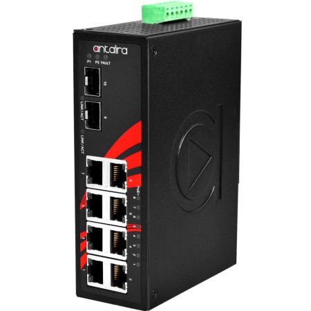 سوئیچ صنعتی غیر مدیریتی آنتایرا antaira LNP-1002G-SFP-T Unmanaged Gigabit POE+ Ethernet Switch