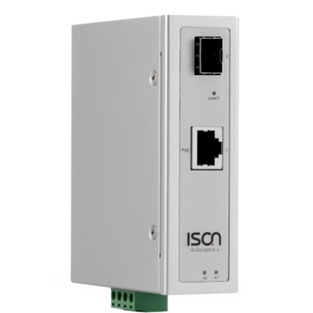 مبدل اترنت به فیبر نوری و اینجکتور PoE صنعتی آیسون ISON IS-DG102P-F-1 Media Converter with PoE Injector