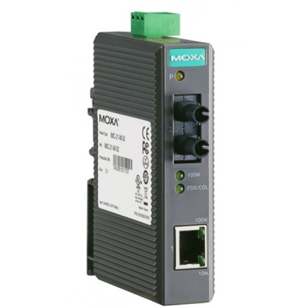 مبدل اترنت به فیبر نوری صنعتی موگزا MOXA IMC-21-M-ST Ethernet to Fiber Converter