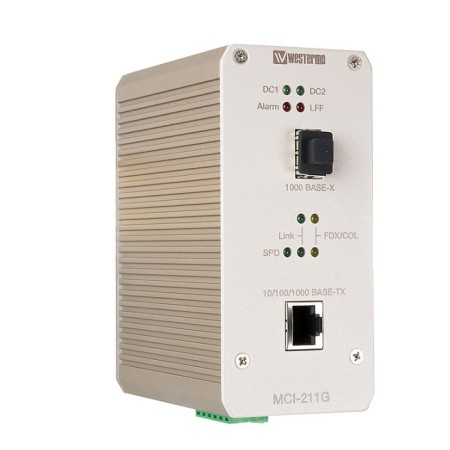 مبدل اترنت به فیبر نوری صنعتی وسترمو Westermo MCI-211G Industrial Ethernet to Fiber Media Converter