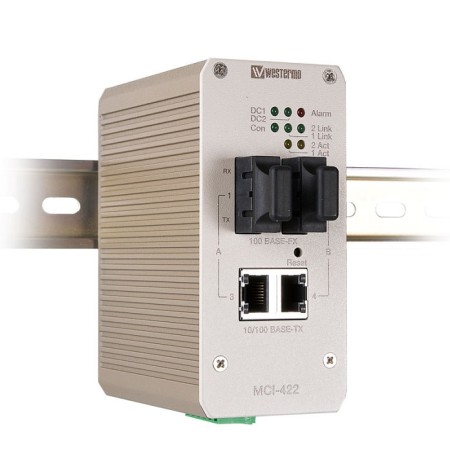مبدل اترنت به فیبر نوری صنعتی وسترمو Westermo MCI-422-SM-SC30 Industrial Ethernet to Fiber Media Converter